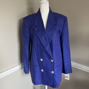 Vintage David N Petites Women’s Blazer 100% Linen Purple Size 10